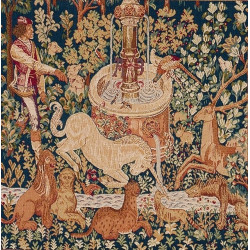 Jacquard Tapestry Unicorn at the Fountain