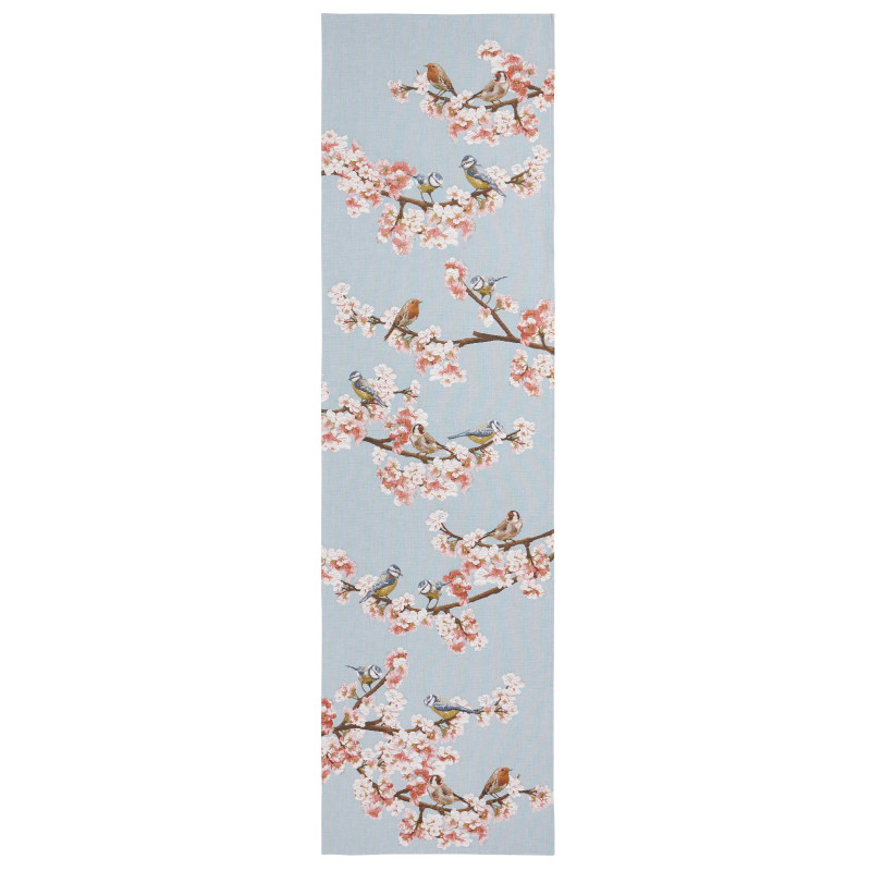 2040B  : Passereaux sur branche, fond bleu