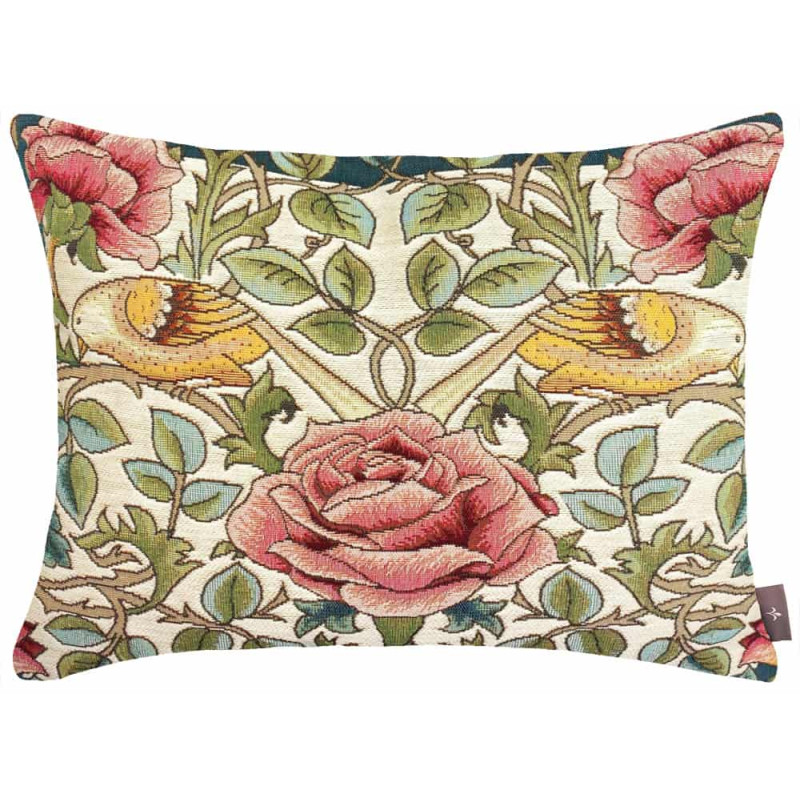 Housse de coussin Roses et Oiseaux d'après William Morris