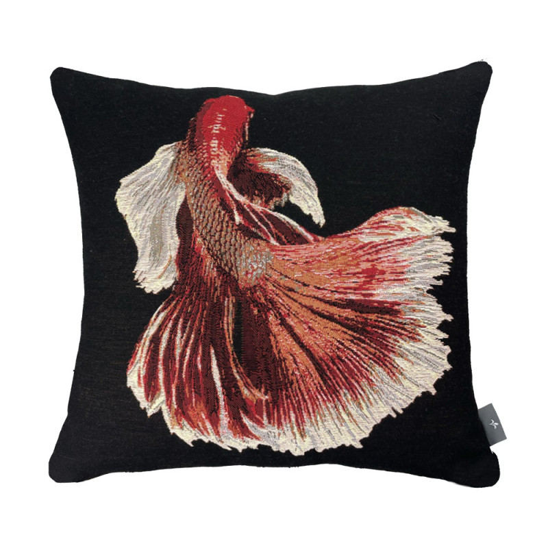 Housse de coussin Combattant tourné vers la gauche fond noir