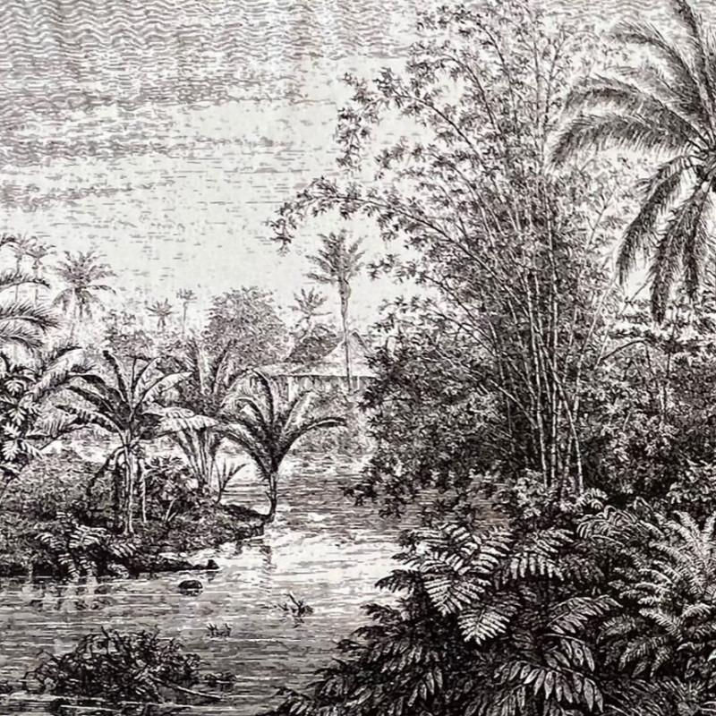 tapisserie jungle aux palmiers carré