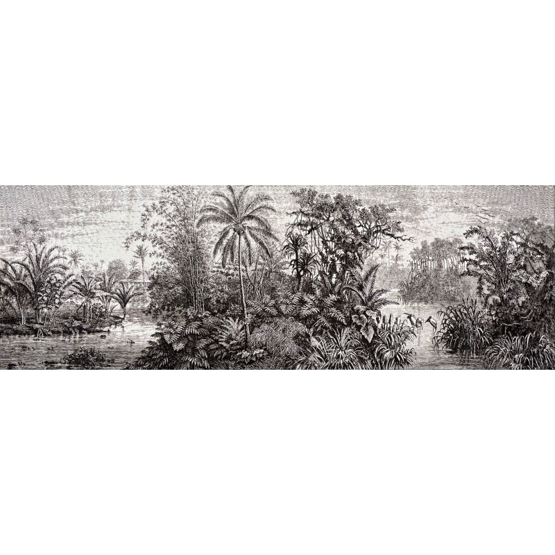 Tapisserie Jungle aux oiseaux et aux palmiers